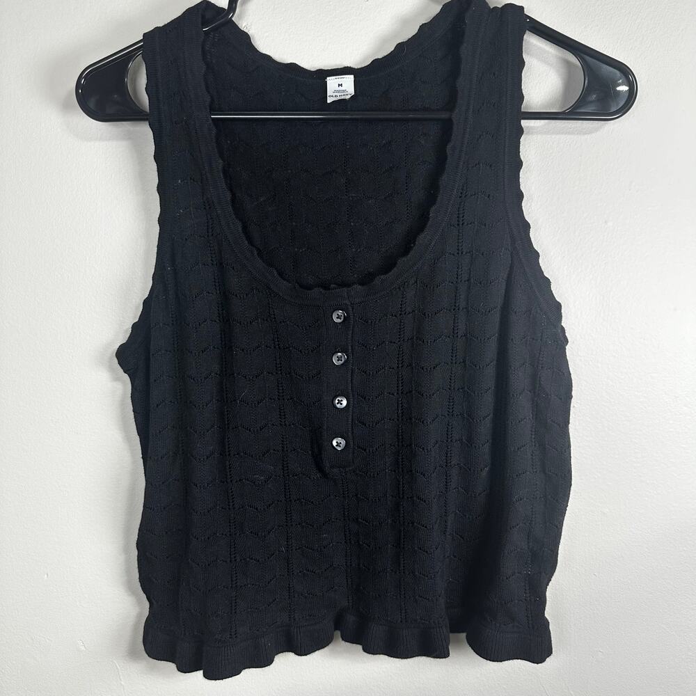 Old Navy Pointelle Cropped Henley Top NWT MEDIUM